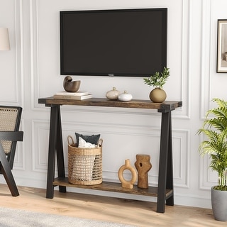 Farmhouse 43.3inch Console Table 2 Tier Sofa Table for Living Room ...