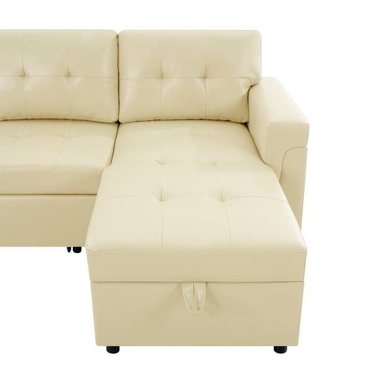 Perry Modern Reversible Sleeper Sectional Sofa with Storage Chaise, Pullout Sleeper Sofa Couch Bed for Living Room