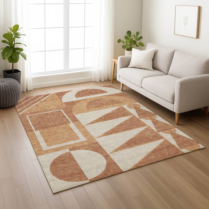 Machine Washable Indoor/ Outdoor Modern Crowley Chantille Rug