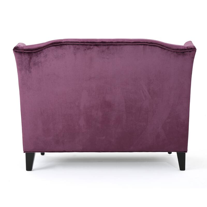 Roomfitters 50-Inch Modern Glam Wingback Loveseat, Button-Tufted Velvet Settee with Turned Legs