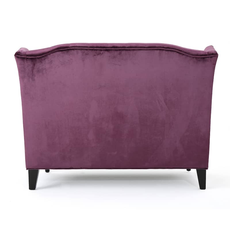Velvet Button Tufted High Wingback Loveseat Sofa