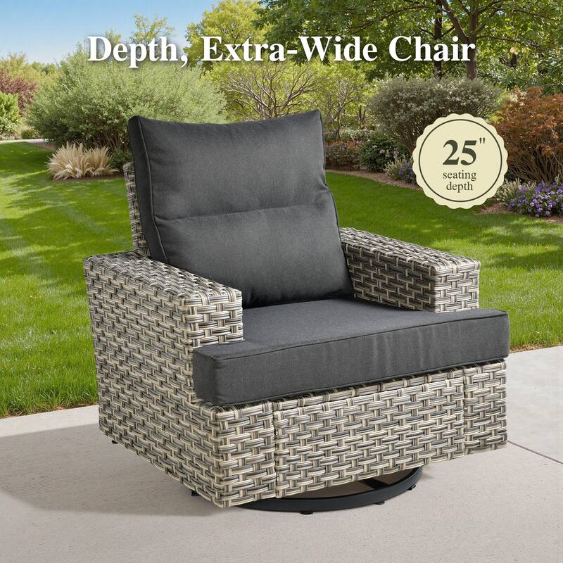 OVIOS 9-Piece T shaped Seat 54" Fire Table Swivel Chair Patio Conversation Set