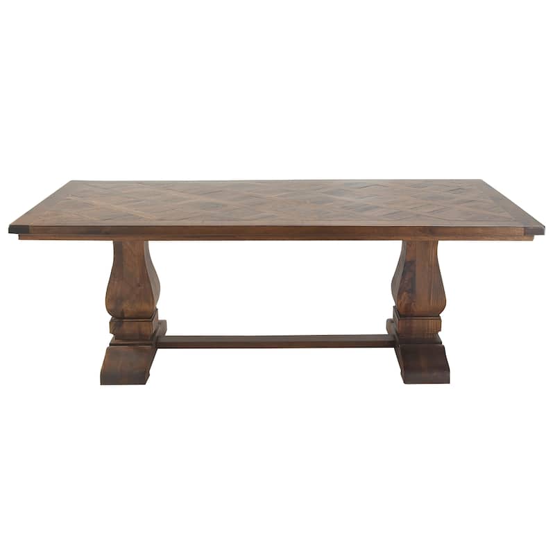 Mango Wood Dining Table with Parquet Inlay - Brown - Roche River Decor - 42"W x 84"L x 30"H