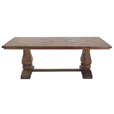 Mango Wood Dining Table with Parquet Inlay - Brown - Roche River Decor - 42"W x 84"L x 30"H