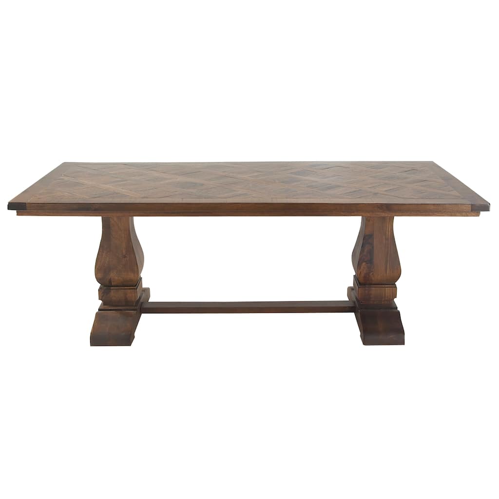 Mango Wood Dining Table with Parquet Inlay - Brown - Roche River Decor - 42"W x 84"L x 30"H
