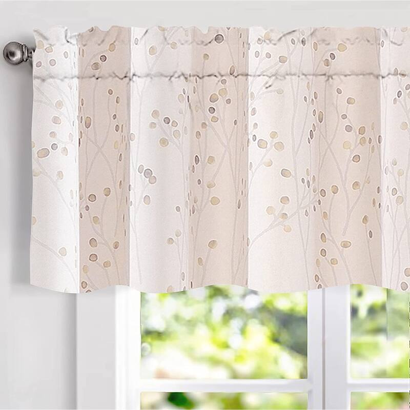 DriftAway Harper Ink Floral Pattern Window Valance - 50" width x 14" length - Beige