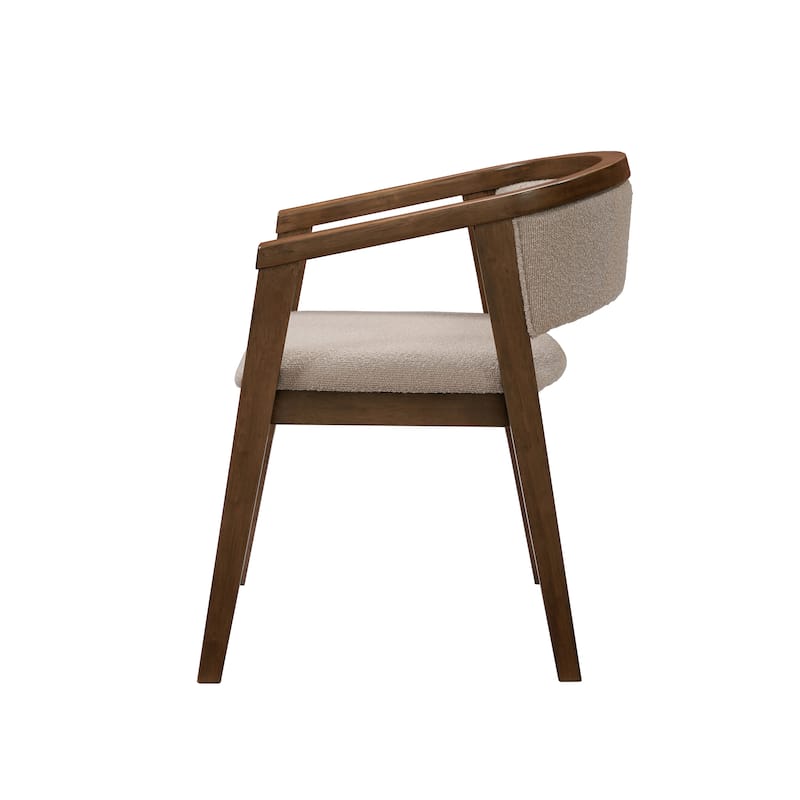 Christopher Knight Home - Noren Mid-Century Boucle Upholstered U-Shaped Dining Chair with Armrest - Set of 2