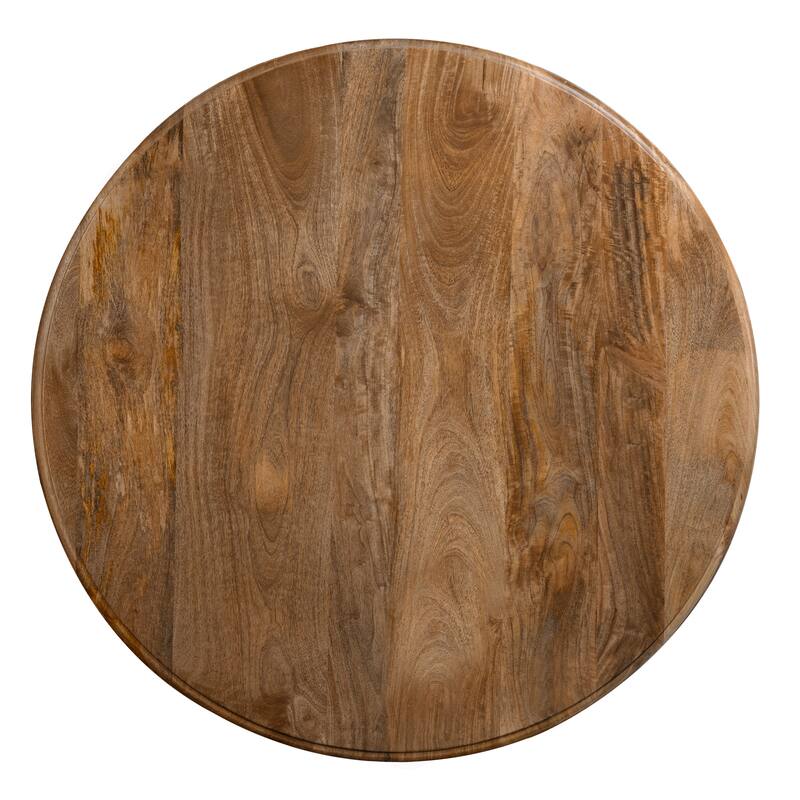45" Round Mango Wood Dining Table with Pedestal Base and Natural Finish - 45 Inch
