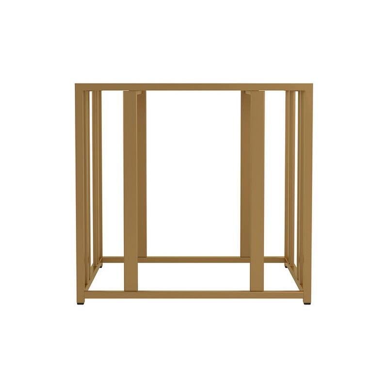 24 in. Gold and Clear Rectangle Glass End Table, Sturdy Build End Side Table for Living Rooms