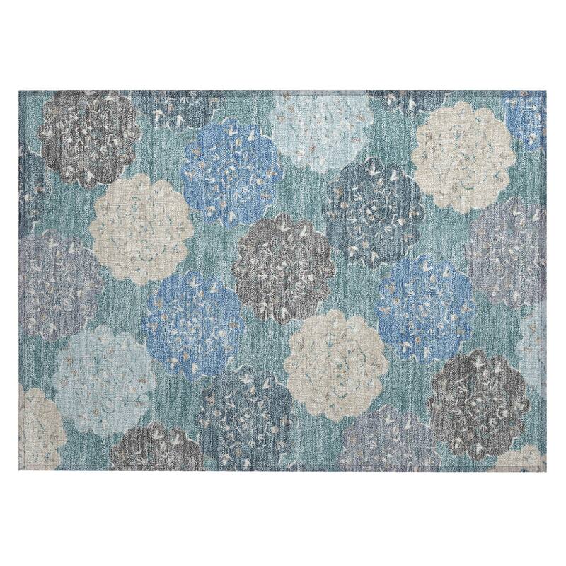 Machine Washable Indoor/ Outdoor Global Motif Chantille Rug