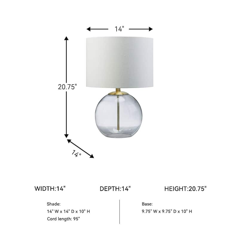 Ashley Furniture Samder Clear & Brass Glass Table Lamp - 14"W x 14"D x 21"H