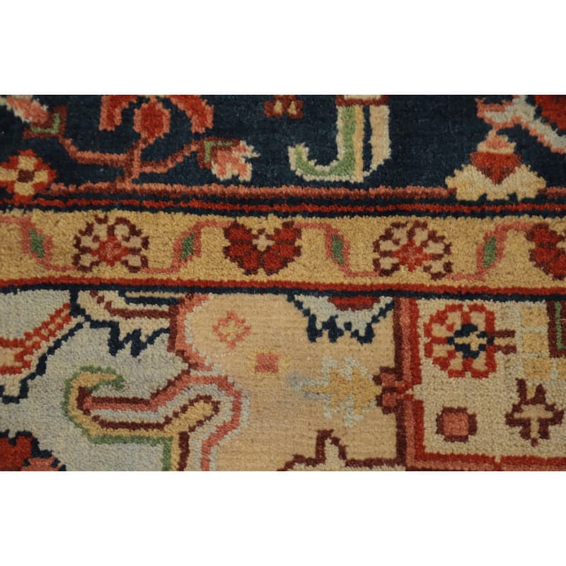 Hand Knotted Oriental 100% Wool Carpet Traditional Medallion Oranges & Rust Heriz (serapi) Area Rug - 9' 10'' X 8' 0''