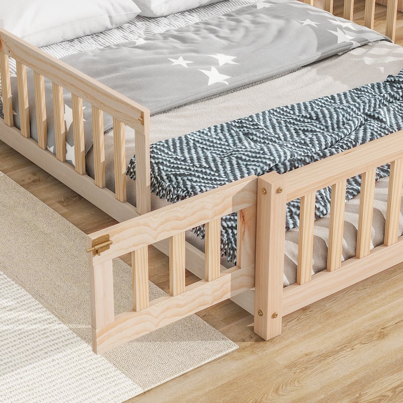 Full House-Shaped Headboard Floor Bed with Fence