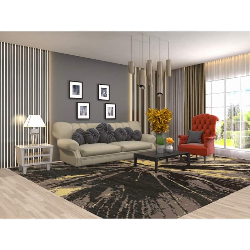 Vegetable Dye Abstract Contemporary Area Rug Hand-knotted Wool Carpet - 9'9" x 12'9"