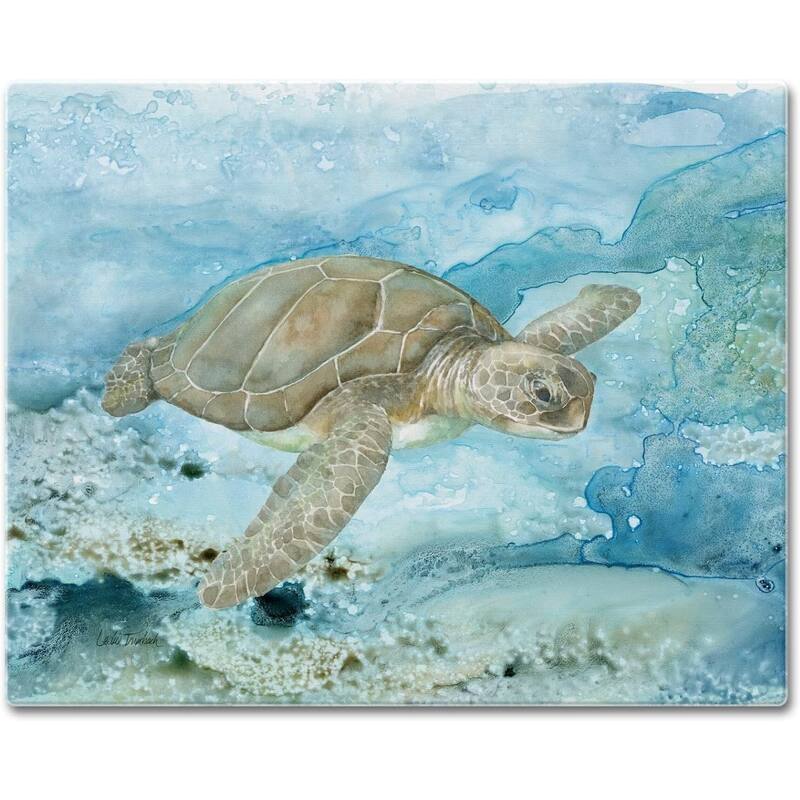 Under Sea Life 3mm Heat Tolerant Tempered Glass Cutting Board 15” x 12” Made in the USA Dishwasher Safe - Multi