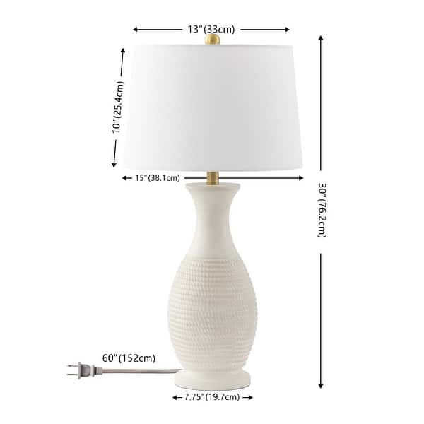 dimension image slide 0 of 2, SAFAVIEH Lighting Bentlee Grey 30-inch LED Table Lamp (Set of 2) - 15"W x 15"D x 30"H