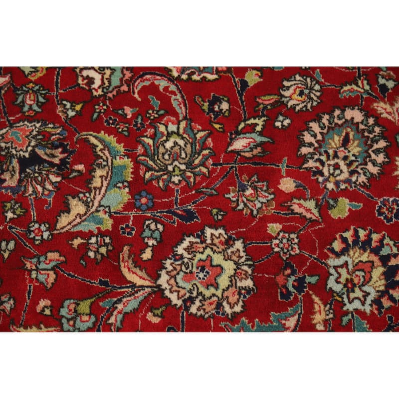 Hand Knotted Oriental 100% Wool Carpet Traditional Floral Red Tabriz Area Rug - 11' 3'' X 8' 1''