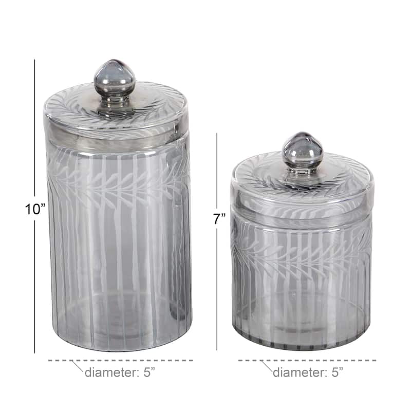 Glass Handmade Living Room Decorative Jars - Set of 2 Gray - Roche River Decor