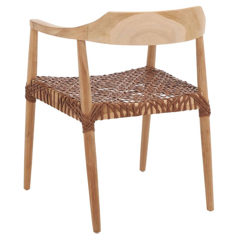 Munro Wanda Woven Leather & Solid Wood Accent Chair (Fully Assembled) - 22" W x 20.5" L x 28.5" H - 22Wx21Dx29H