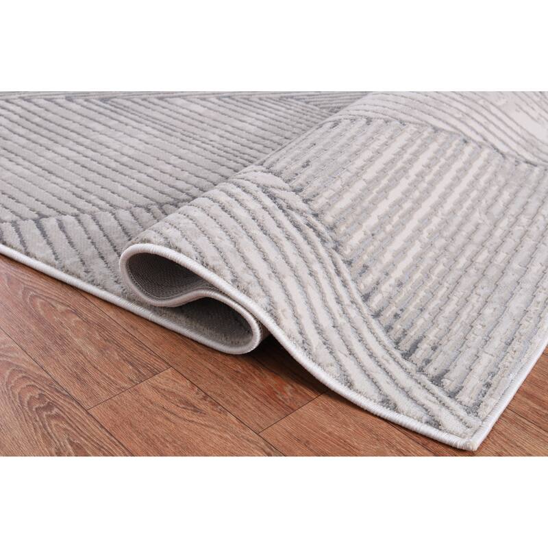 Nevada Collection Abstract Geometric Neutral Area Rug