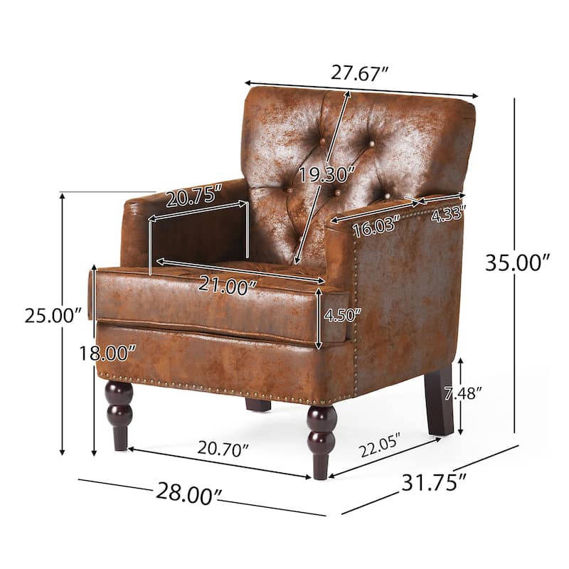 Malone Brown Espresso Tufted Club Chair by Christopher Knight Home