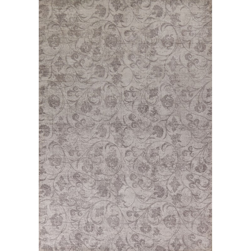 All-Over Floral Modern Oriental Area Rug Hand-Knotted Wool Carpet - 7'11"x 11'4"