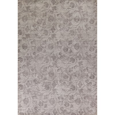 All-Over Floral Modern Oriental Area Rug Hand-Knotted Wool Carpet - 7'11"x 11'4"