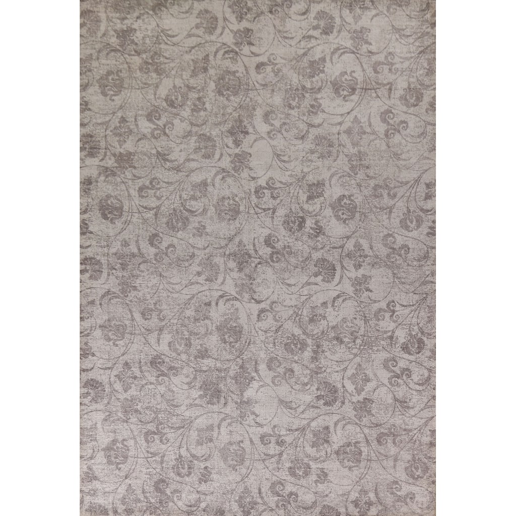 All-Over Floral Modern Oriental Area Rug Hand-Knotted Wool Carpet - 7'11"x 11'4"