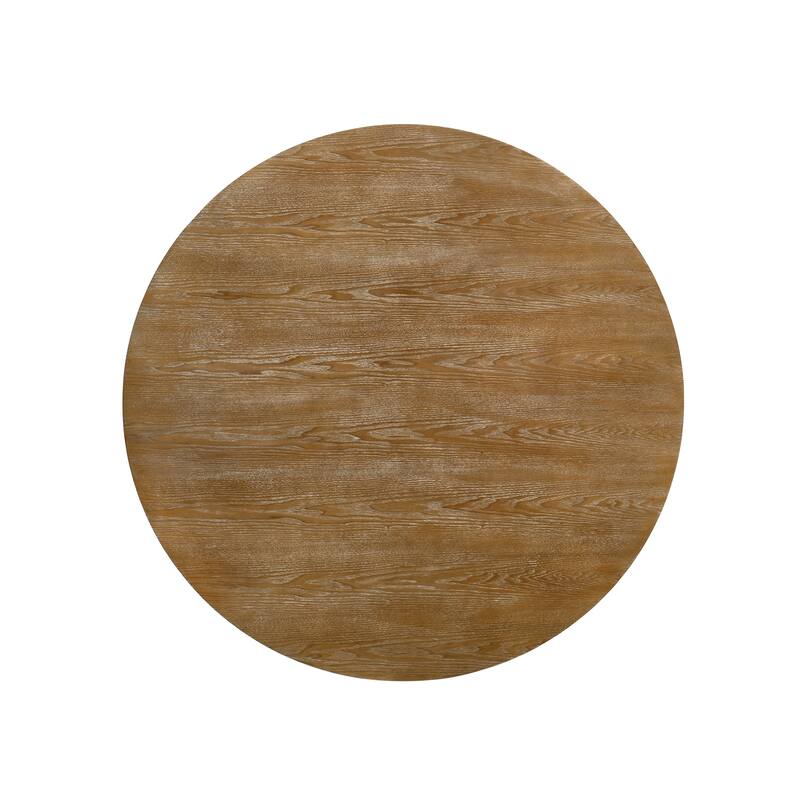 Solid Wood Round Dining Table with Pedestal Base Rustic Design Seats 4