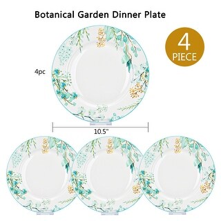 STP Goods Green Blossom Bone China Dinner Plate Set of 4 - 10.5"