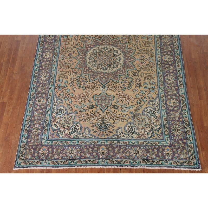 Tabriz Persian Vintage Area Rug Hand-Knotted Wool Carpet - 6'9"x 9'9"