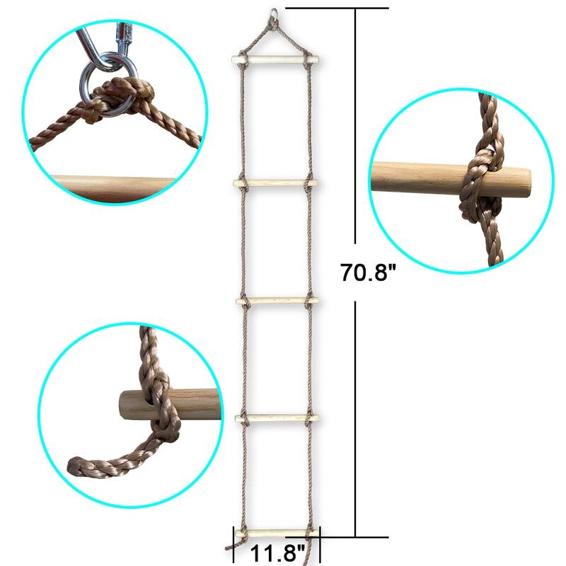 50ft Ninja Slackline Jungle Swing Gym Ninja Warrior Obstacle Course for Kids with Climbing Rope Disc Swing Set