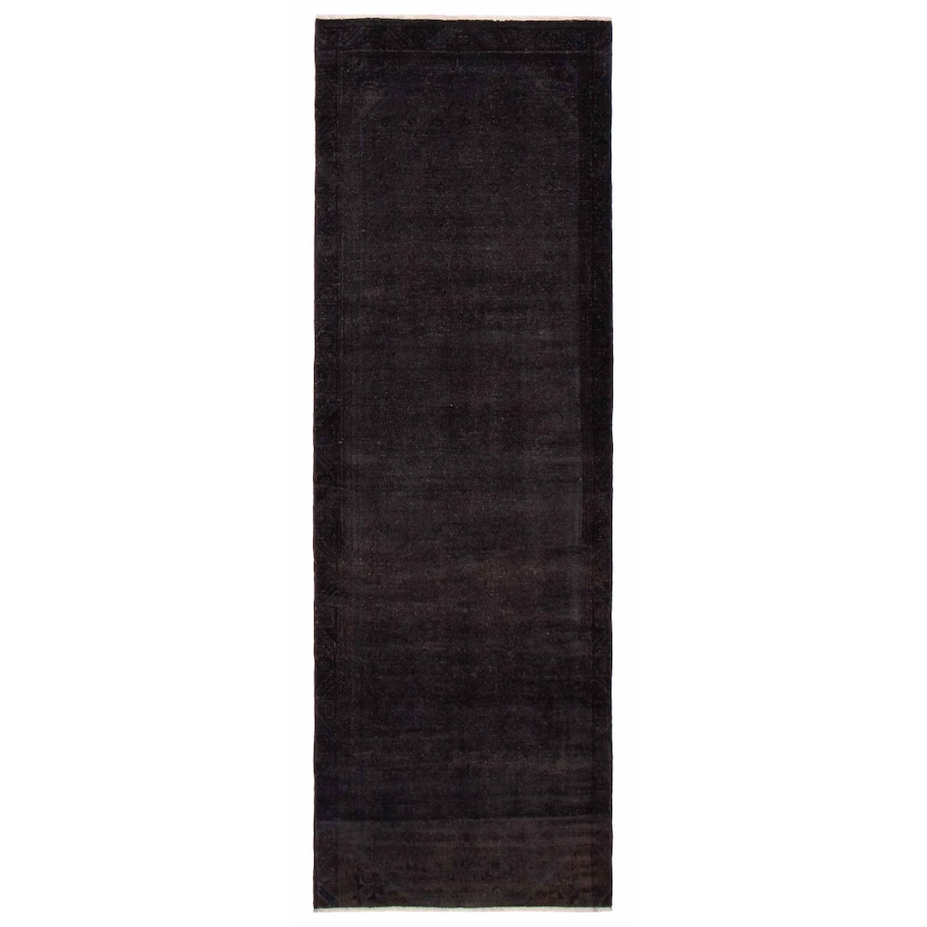 ECARPETGALLERY Hand-knotted Color Transition Black Wool Rug - 3'3 x 9'6