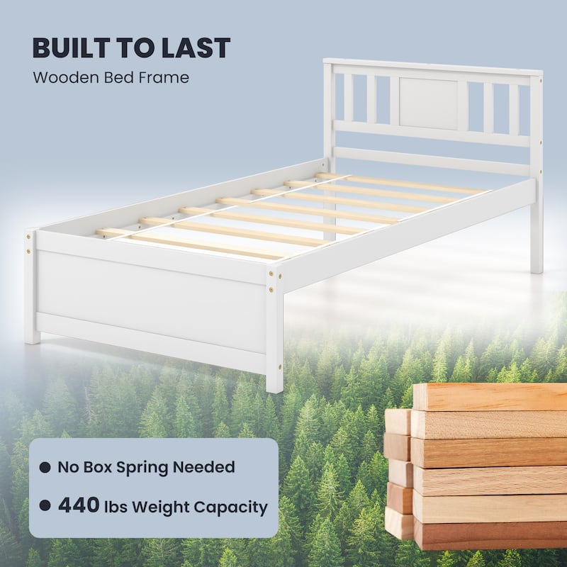 Gymax Twin / Queen / Full Size Bed Frame w/ Headboard Wood Slat