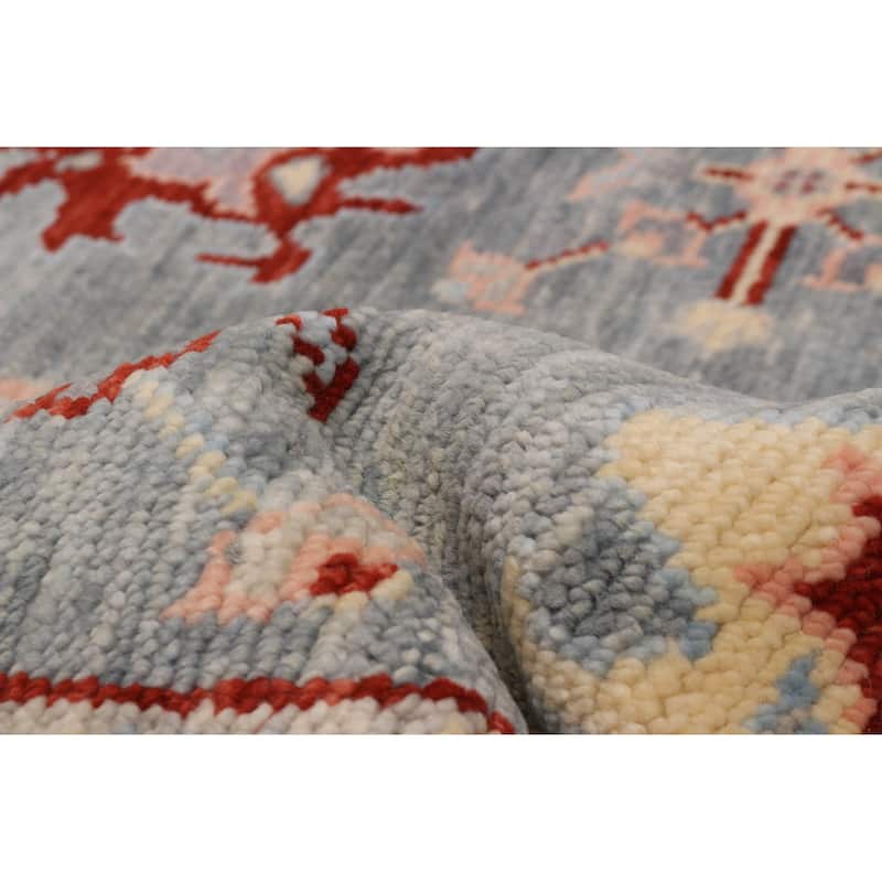 ECARPETGALLERY Hand-knotted Modern Oushak Light Denim Blue Wool Rug - 5' 11" x 9'