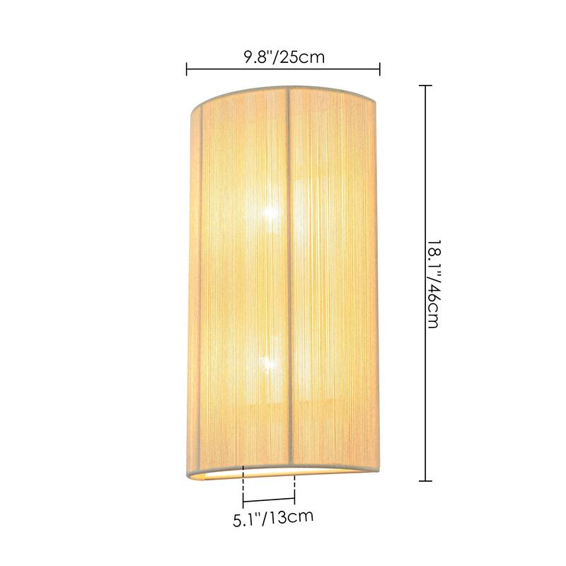 2-Light Modern Boho Natural Ivory/Black Hand-Woven Rope Fabric Flush Mount Wall Sconces