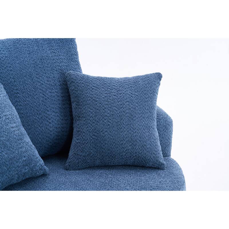Oversized Swivel Round Barrel Chair, Ergonomic Single Sofa Chair, Upholstered Accent Chair with 3 Removable Pillows