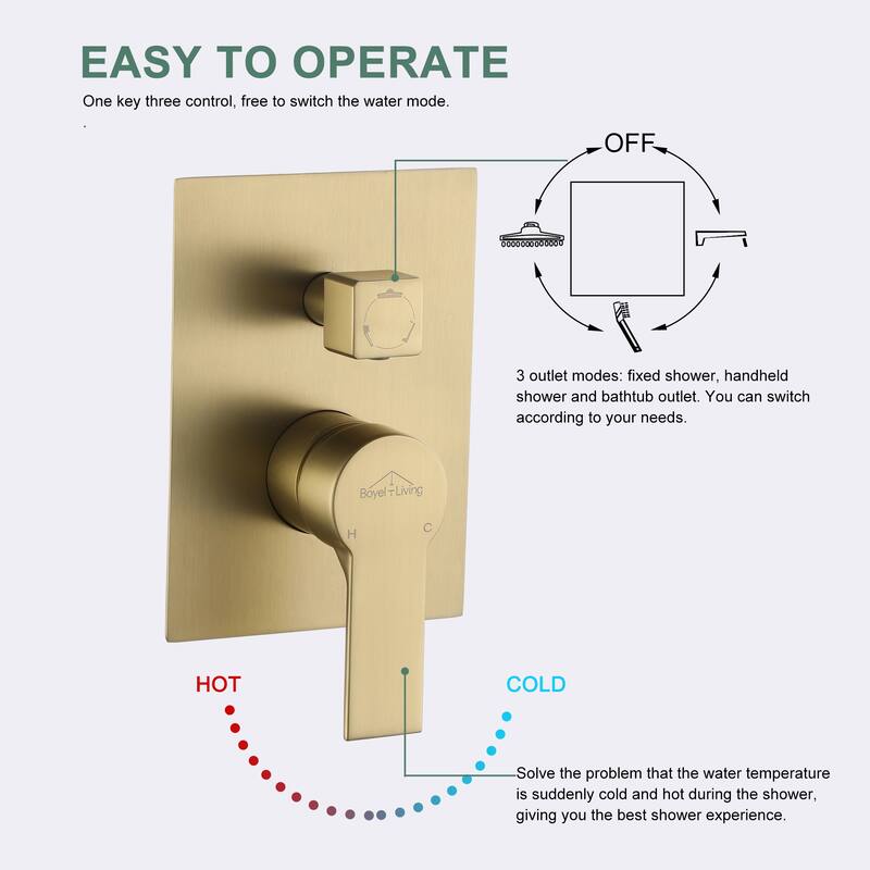 3-Function Ceiling Mount Shower Faucet with 10 in. Fixed Shower Head