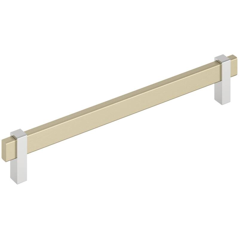Amerock BP36728 Mulino 8-13/16" Center to Center Bar Cabinet Pull - Golden Champagne / Polished Chrome