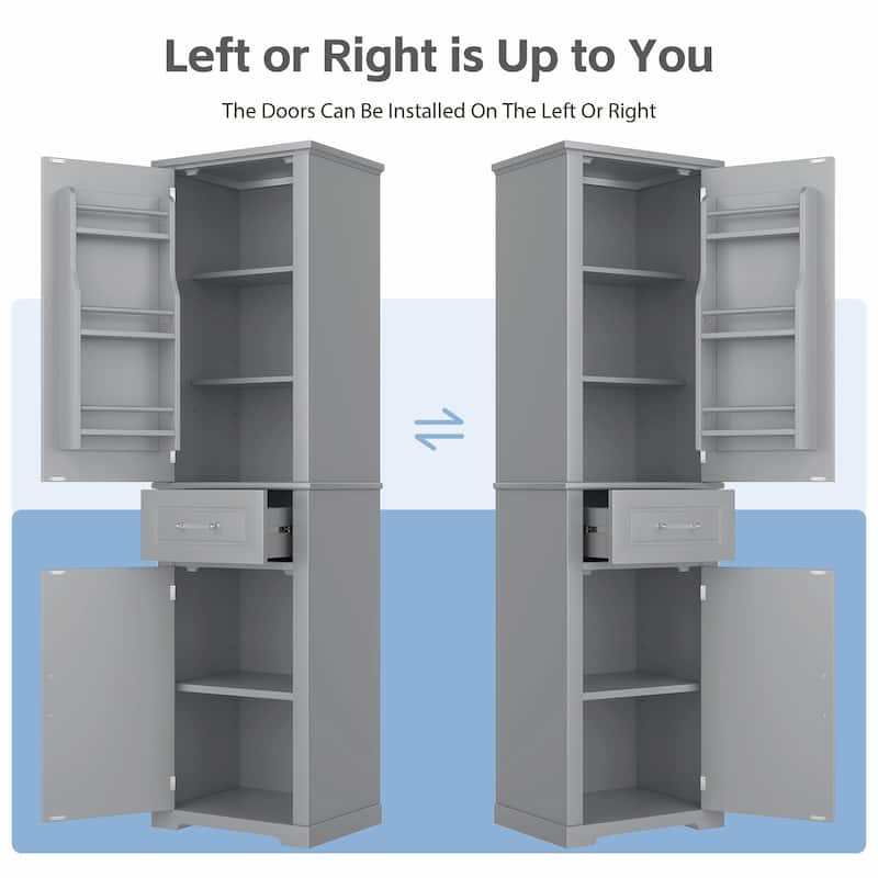 Tall Freestanding Bathroom Storage Cabinet, Two Door Sizes with Adjustable Shelf