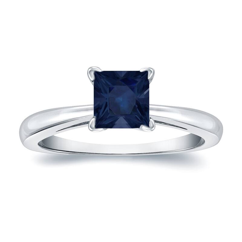 Auriya 14k Gold Princess-cut Sapphire Solitaire Engagement Ring 1/2ct TGW - 4 - White