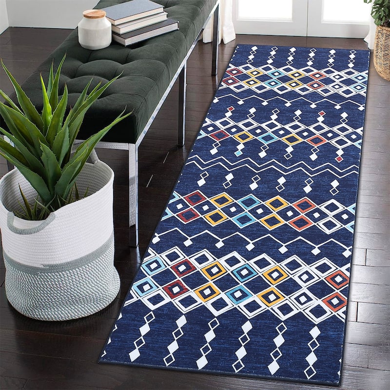 Garvee Boho Area Rug Geometric Printed Faux Wool Soft Floor Cover