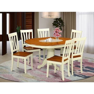 Dinette Table Set with 6 Chairs - Cottage Style Dining Room Table & Seat Set