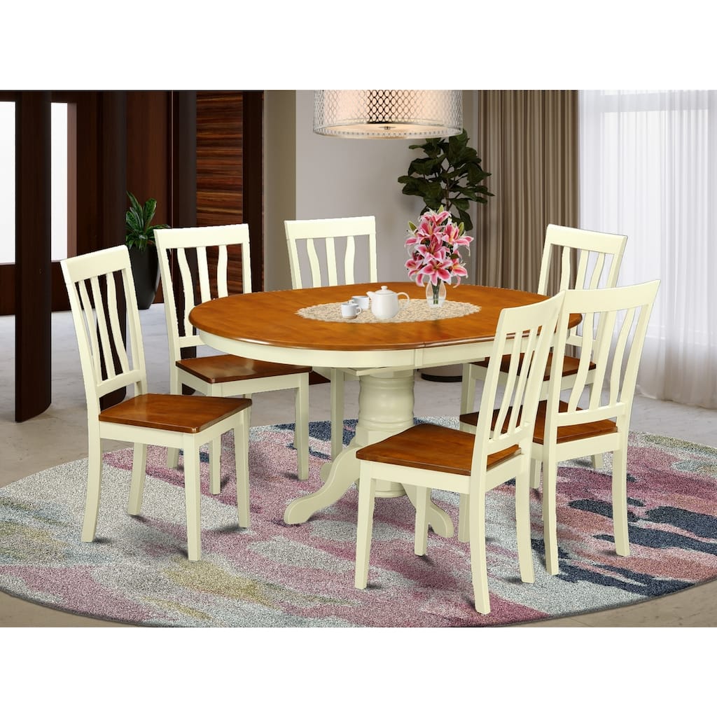 Dinette Table Set with 6 Chairs - Cottage Style Dining Room Table & Seat Set