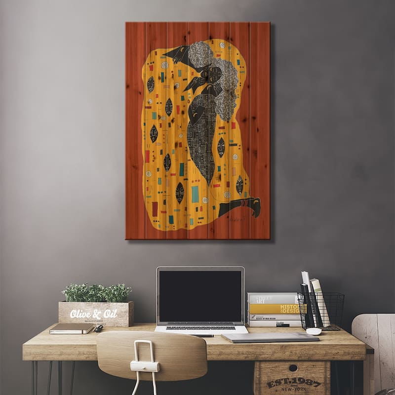 Klimt Noir - Brown Print On Wood by Aislinn Finnegan - Multi-Color
