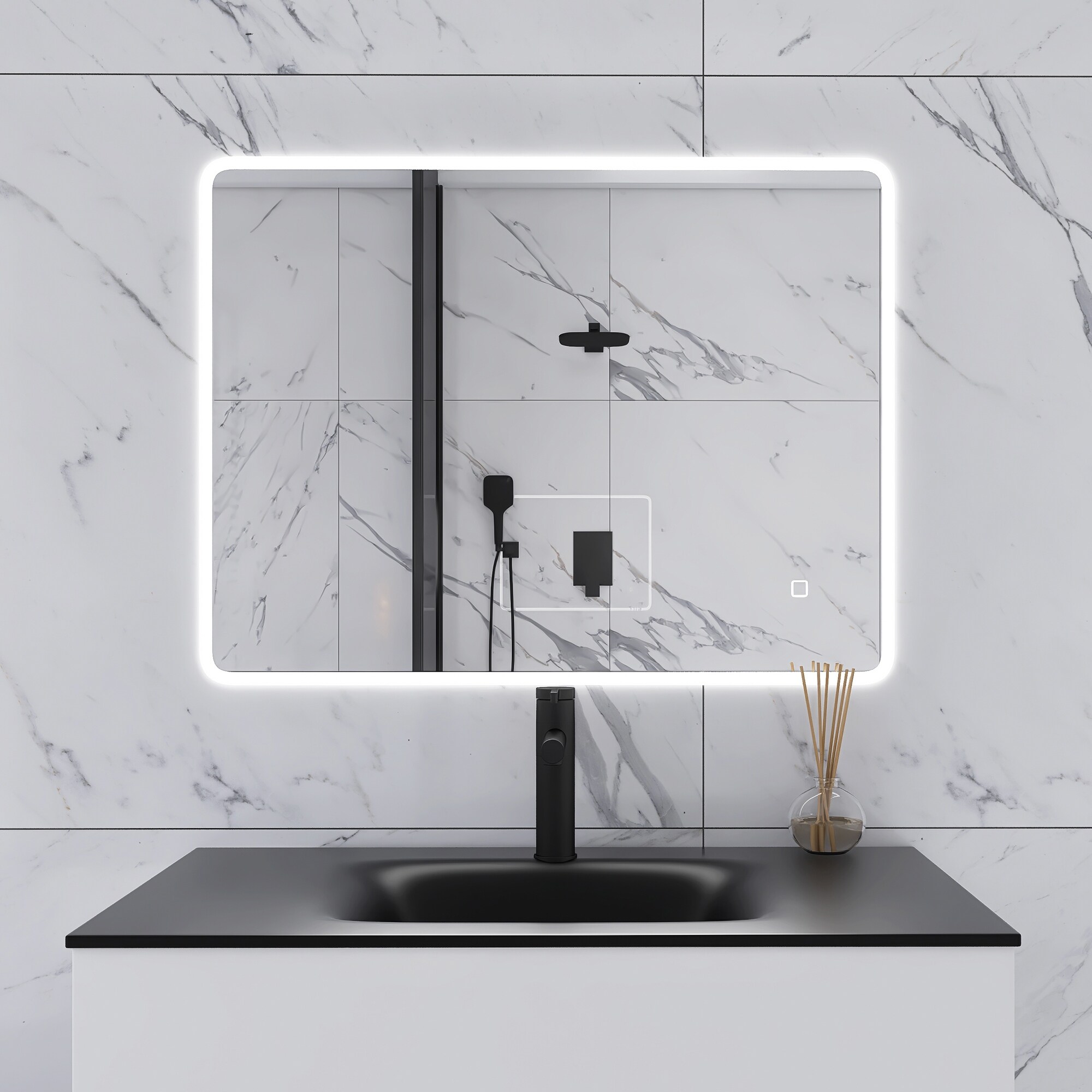 Rectangular anti-fog led mirror for shower room