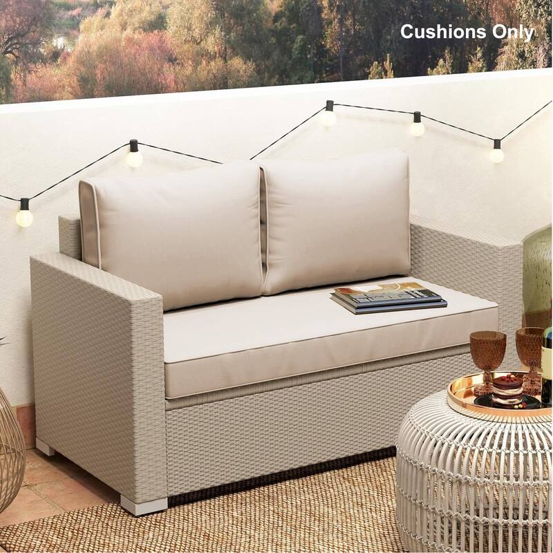 Outdoor Loveseat Cushion Set (Set of 1 Seats,48x24in, 2 Backs,24x18in )
