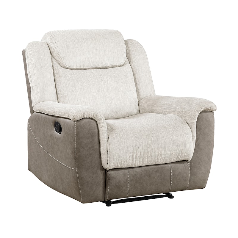 Nadalia 40" Chenille and Microfiber Manual Recliner - Tab Pull Motion - Beige