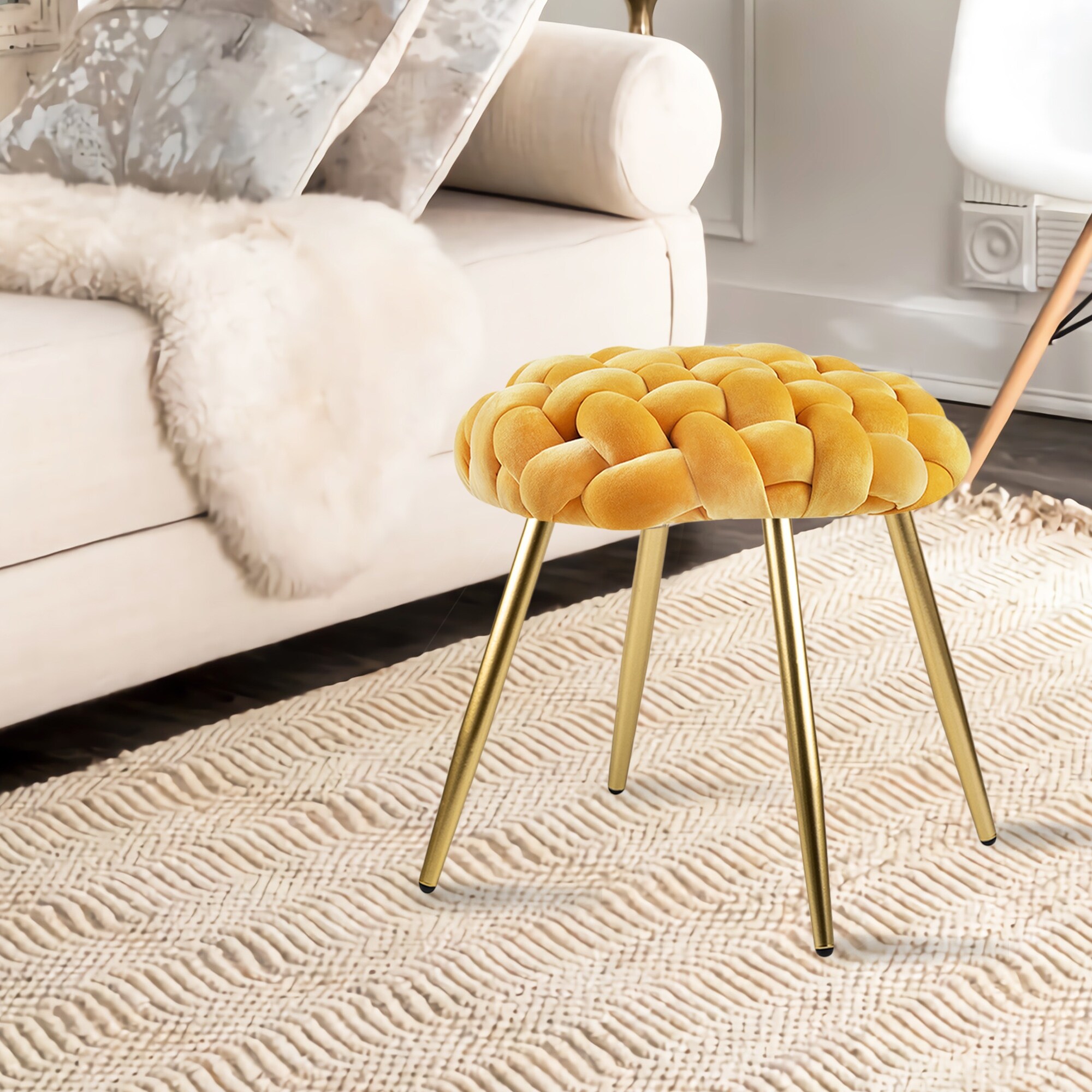 Woven accent stool online