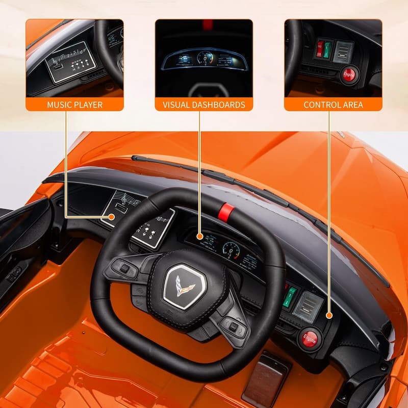 12V Kids Ride on Car Licensed Corvette Battery Powered Car Toddles Electric Sports Car Toy with Remote Control